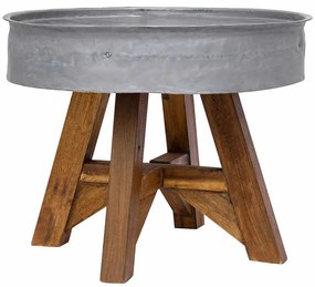 vidaXL Măsuță de cafea, argintiu, 60x45 cm, amestec lemn reciclat