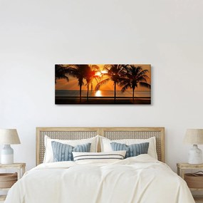 Tablou cu palmier în apus de soare (120x50 cm)