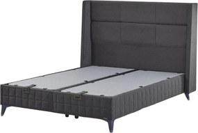 Pat CARBON 160x200, stofa clasica gri inchis - Notti 1029, cu somiera
