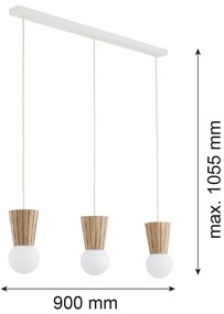 Lustra cu 3 pendule lemn stil scandinav VOLANTE 6357