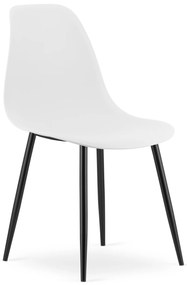 Set 4 scaune albe OSAKA cu picioare negre