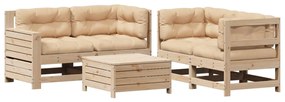 3250816 vidaXL Set mobilier de grădină cu perne, 5 piese, lemn masiv de pin