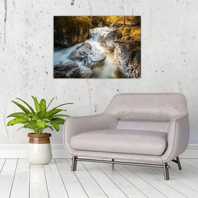 Tablou pe sticlă - Râul din pădure (70x50 cm)