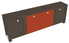 Dulap mic Verno+ 260 x 46 x 90 cm, uși combinate, stejar antracit / portocaliu