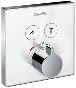 Baterie termostata incastrata pentru 2 consumatori, alb crom Alb lucios/Crom lucios