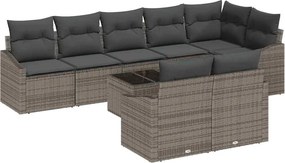 vidaXL Set de canapele pentru grădină 9 pcs Gri deschis poliratan
