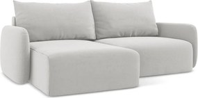 Colțar gri deschis extensibil/cu spațiu de depozitare cu tapițerie din catifea (cu colț pe partea stângă/cu șezlong) Kalena – Makamii