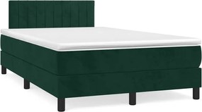 vidaXL Pat box spring cu saltea, verde închis, 120x200 cm, catifea