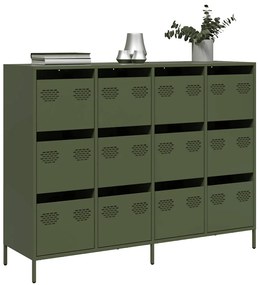 vidaXL Dulap, verde măsliniu, 135x39x103,5 cm, oțel laminat la rece