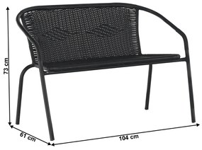 Set de grădină din 4 piese din ratan, negru, BOJAR