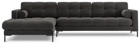 Colțar tapițat Bali, Gri închis/5 locuri/picioare negre/partea stângă/ L293 x l185 x h75