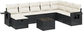 vidaXL Set mobilier de grădină cu perne, 9 piese, negru, poliratan
