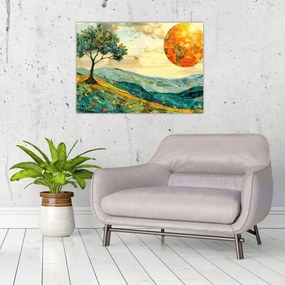 Tablou pe sticlă - Ilustrație peisaj (70x50 cm)