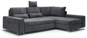 Coltar extensibil Opal, colt pe partea dreapta cu tapiterie din catifea, gri inchis