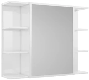 802612 vidaXL Dulap cu oglindă baie alb lucios 80x20,5x64 cm lemn prelucrat