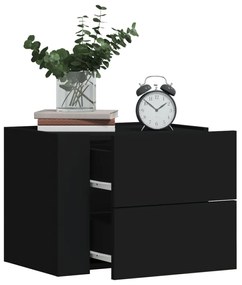 vidaXL Noptieră de perete, negru, 45x30x35 cm