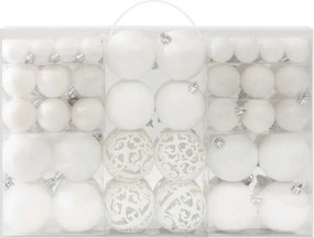 vidaXL Set globuri de Crăciun, 100 piese, alb