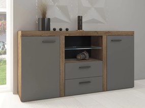 Comodă combinată Rokara (stejar lefkas + grafit) (iluminat LED). 1053865