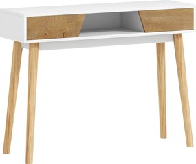 HOMCOM Consolă de intrare cu 2 sertare, compartiment și picioare din lemn pentru hol, intrare, living, alb | Aosom Romania