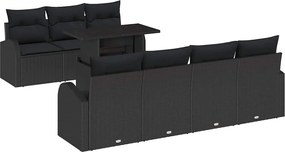 vidaXL Set de canapele pentru grădină cu pernă 8 pcs Negru Poli Rattan