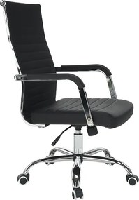 Scaun de birou, piele eco/metal, negru/crom, FARAN
