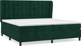 vidaXL Pat box spring cu saltea, verde închis, 200x200 cm, catifea