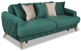 Canapea Extensibila Glamour Cu 3 Locuri, Verde, 220 X 94 X 86 Cm
