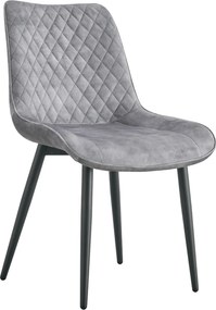 Scaun ZAINA TIP 1, gri deschis/negru, stofa catifelata/metal, 50x64x84