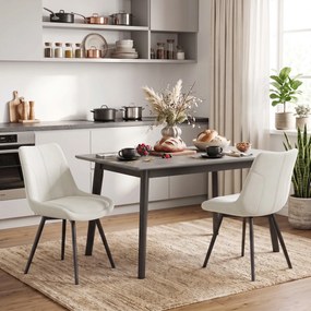 HOMCOM Set 2 Scaune de Dining din Catifea pentru Bucătărie, Alb Crem | Aosom Romania