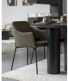 Scaun de sufragerie maro cu cotiere tapițat Melilla – House Nordic