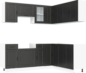 vidaXL Set dulap de bucătărie 11 piese „Porto” lemn negru prelucrat