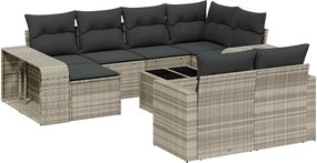 vidaXL Set canapele de grădină cu perne, 11 piese, gri, poliratan