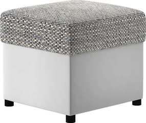 Taburet lemn masiv alb Gaultier 3 /Gri, 45 × 45 × 42 cm