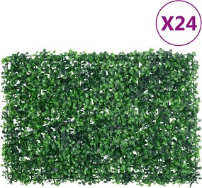 vidaXL Gard din frunze de arbust artificiale, 24 buc. verde 40x60 cm