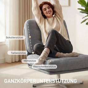 HOMCOM Scaun de accent rotativ, fotoliu de lectură căptușit cu chenille, șezut lat, șezut cu arcuri și picioare metalice, Gri deschis | Aosom Romania