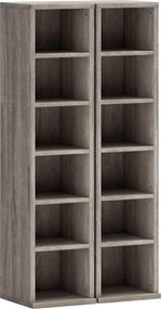 HOMCOM Set de 2 Dulapuri pentru CD-uri cu Polițe Reglabile, Raft pentru 204 CD-uri Economisitor de Spațiu, Dulap Media cu 12 Compartimente, pentru Living, Dormitor, Birou, 21x22,5x88,5cm, Gri Antichizat | Aosom Romania