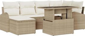 vidaXL Set de canapele pentru grădină 7 pcs Bej Rattan poli