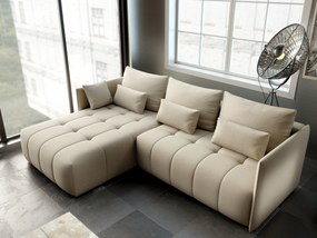 Colțar extensibil dumonde cu ladă de depozitare si sezut confortabil din spuma high-density, Malta Enjoy Camel 235x185 cm