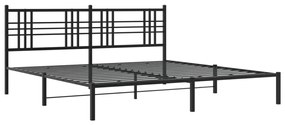 376331 vidaXL Cadru de pat metalic cu tăblie, negru, 200x200 cm