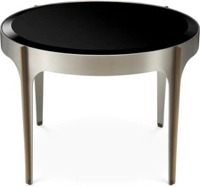 Masuta Laterala Design LUX, Otel, Sticla, Negru, Artemisa