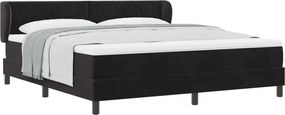 vidaXL Pat cu arcuri cu saltea cu headboard Negru 180 x 200 cm Catifea