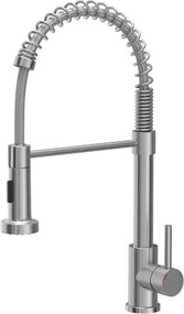 Baterie bucatarie cu dus extractibil Quadron Pop Salma finisaj inox periat