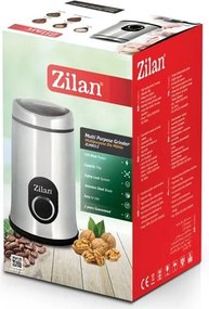 Rasnita cafea electrica, Zilan ZLN8013,Argintiu Negru 150 W, inox, cutite macinare otel inoxidabil