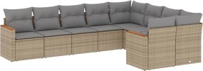 vidaXL Set canapele de grădină, 9 piese, cu perne, bej, poliratan
