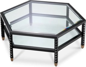 Masuta de Cafea Design LUX, Lemn, Negru, Sticla, Cornelius