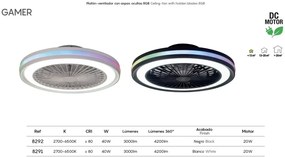 Lustra LED RGB cu Ventilator si telecomanda GAMER ALB