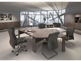 Masă de conferință reglabilă Verno+ S 120 x 120 cm, stejar antracit / negru
