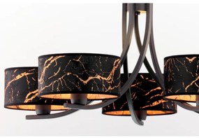 Jupiter 2107 - Candelabru cu lanț ARTHUR 5xE27/15W/230V negru/oranj/decor marmorat