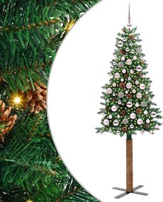 vidaXL Brad de Crăciun subțire Verde 180 cm PVC și lemn de PIN masiv