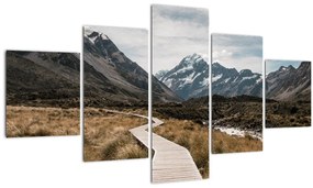 Tablou -  Poteca în valea muntelui Mt. Cook (125x70 cm), în 40 de alte dimensiuni noi